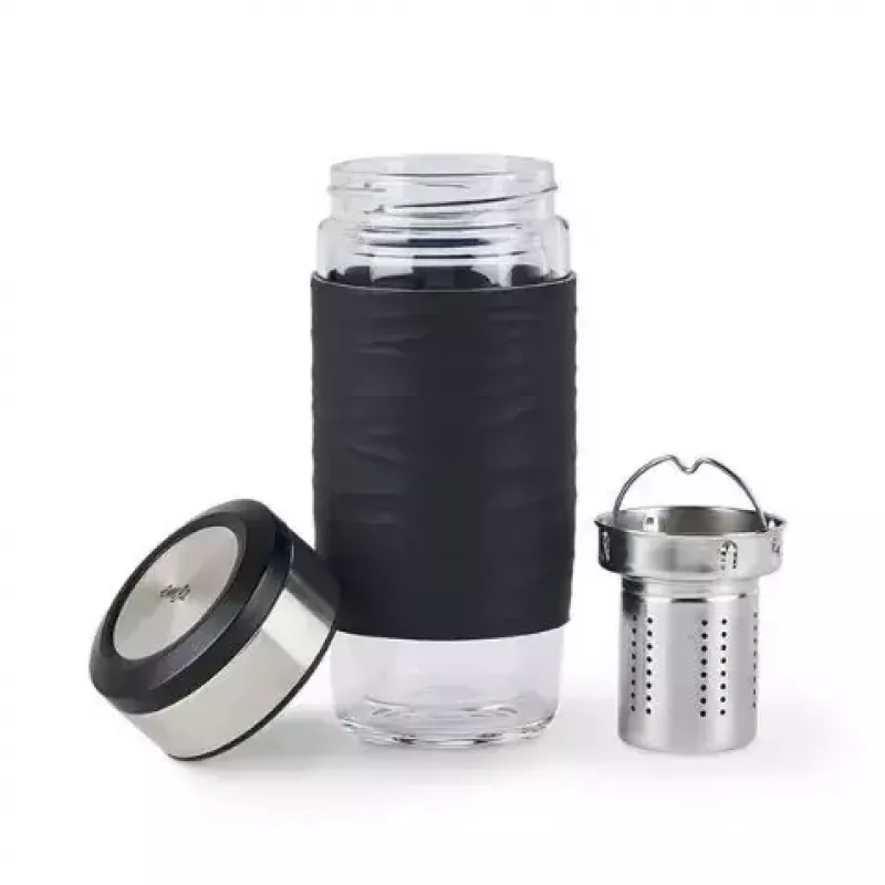 EMSA N20803 Tea Mug, 420 ml, Black, with Sieve Insert