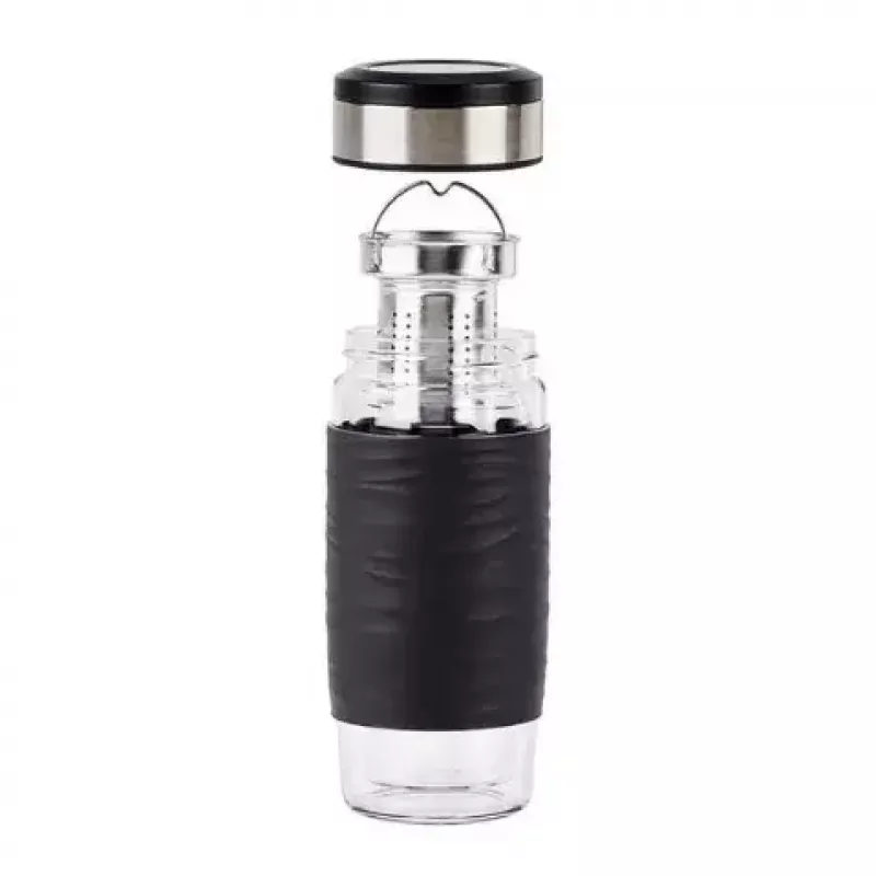 EMSA N20803 Tea Mug, 420 ml, Black, with Sieve Insert