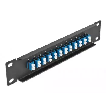 Fiber Optic Patch Panel DeLOCK 10 inch 12 Port LC Duplex blue 1U black
