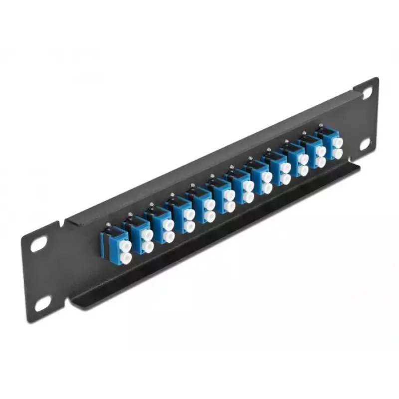 Fiber Optic Patch Panel DeLOCK 10 inch 12 Port LC Duplex blue 1U black