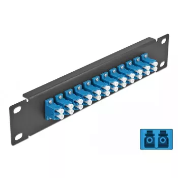 Fiber Optic Patch Panel DeLOCK 10 inch 12 Port LC Duplex blue 1U black