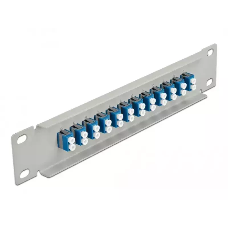 Fiber Optic Patch Panel DeLOCK 10 inch 12 Port LC Duplex Blue 1U Grey