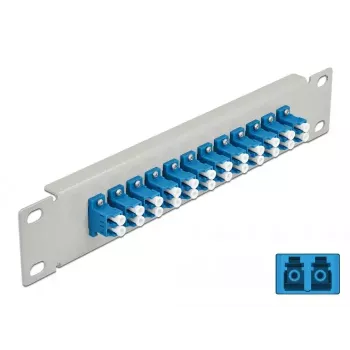 Fiber Optic Patch Panel DeLOCK 10 inch 12 Port LC Duplex Blue 1U Grey