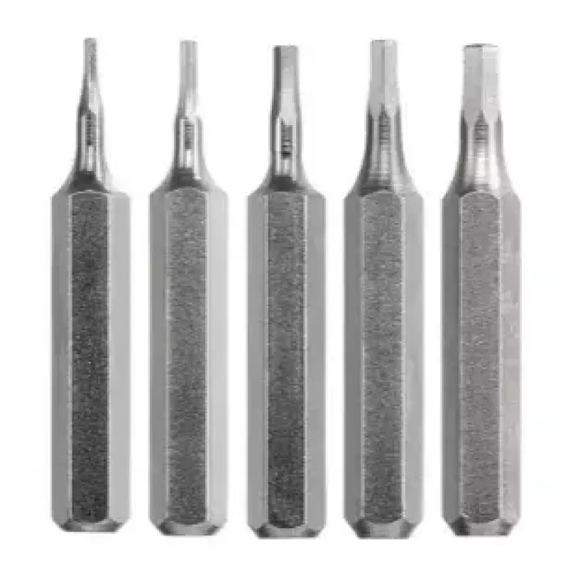 Screwdriver bit set KWB 128440 — 5 pcs, Hex (imperial) tips, metric sizes 0.7, 0.9, 1.3, 1.5, 2 mm, 28 mm length