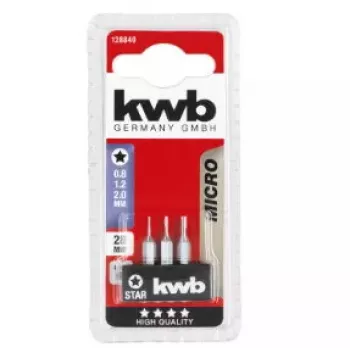 Screwdriver bit set KWB 128840 — 3 pcs, Torx (Star) tips, 28 mm length