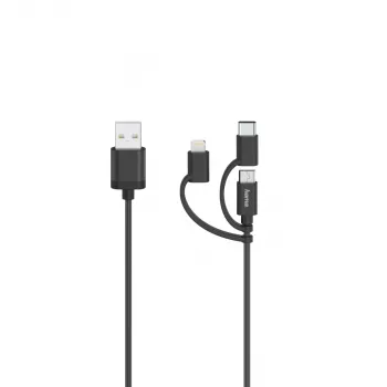 Hama 00200617 USB cable USB 2.0 0.75 m USB A USB C/Micro USB A/Lightning Black