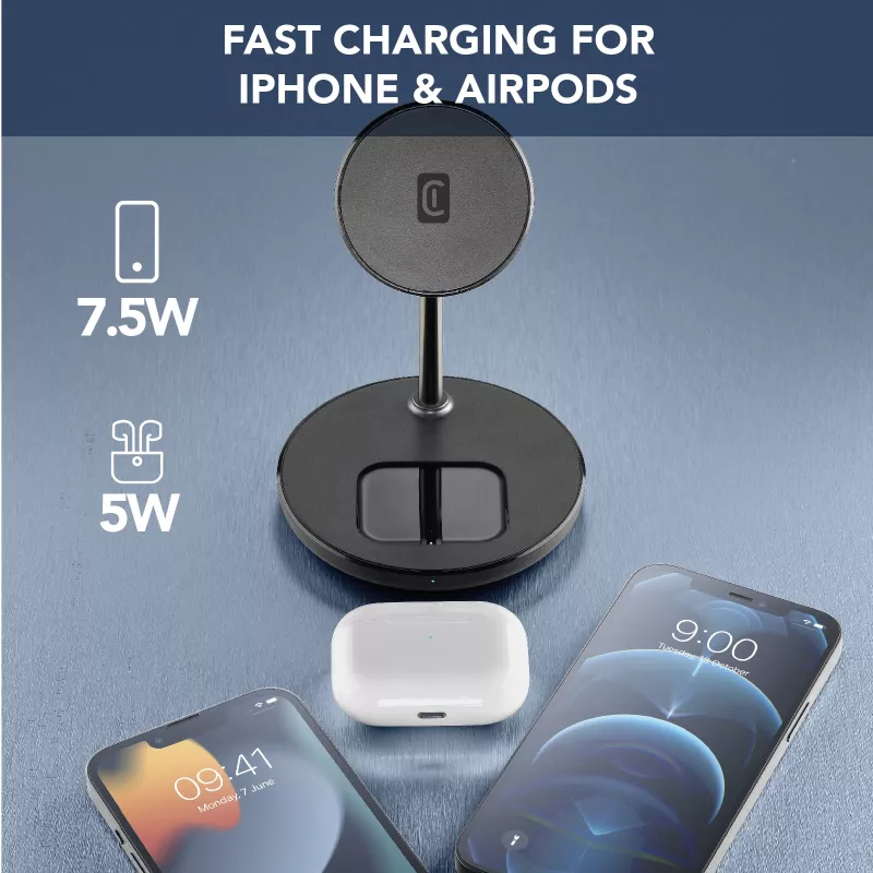 Cellularline Mag Duo Wireless Charger 2-in-1 wireless charging holder for Apple devices