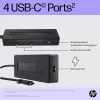 HP 4K USB-C Multiport Hub, USB Type-C, USB Type-C, 10000 Mbit/s, 3840 x 2160, Black, 65 W
