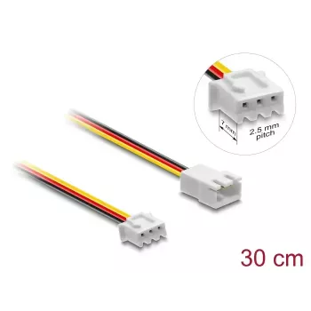 DELOCK cable extension 3-pin (JST) model 90867, PVC, 1.3 mm conductor, single 30 cm lead, black/red/white/yellow