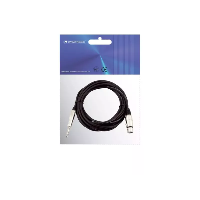 Audio Cable 2m Omnitronic 3022516M XLR 3-pin 6.35mm Black