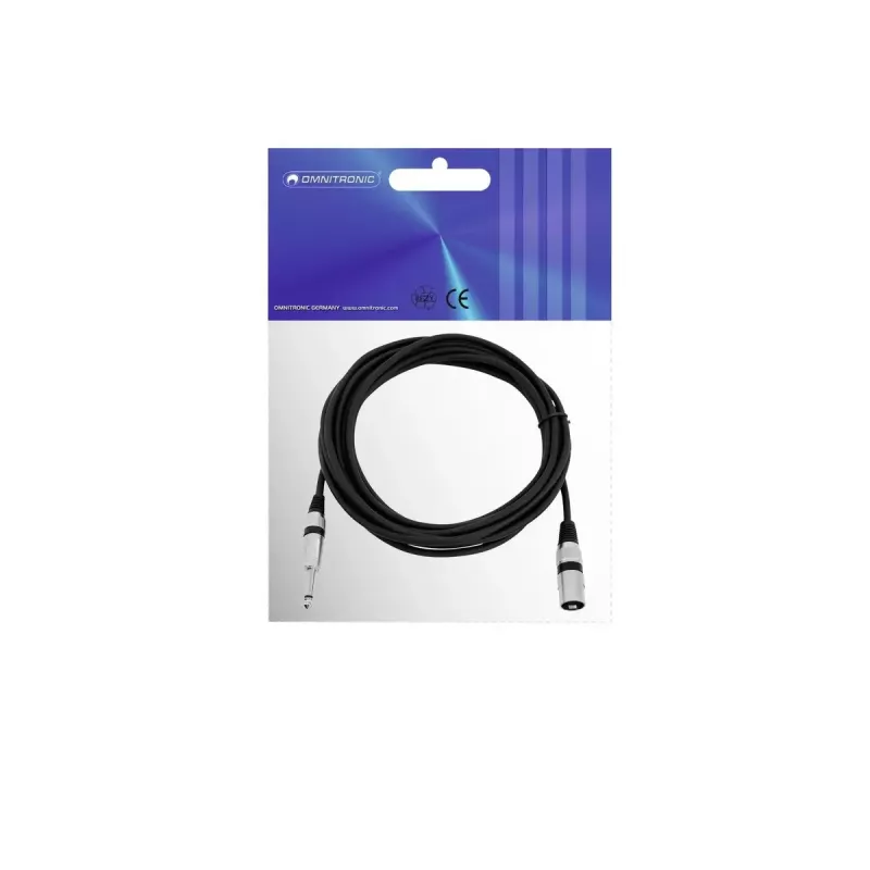 Audio Cable XLR 3-pin 6.35mm Omnitronic 3022519C 5m Black