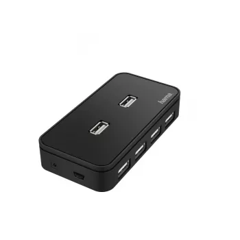 USB hub HAMA 00200123 — 7-port USB 2.0 hub, 480 Mbit/s, black, 1.1 m cable