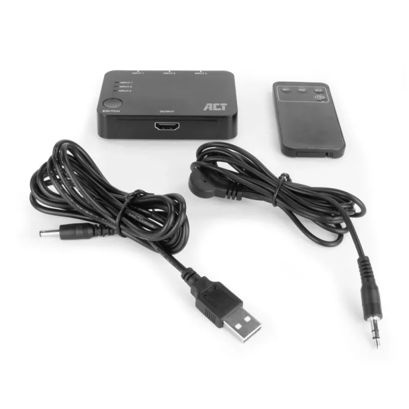ACT 4K HDMI Switch 3x1 Black 60Hz 1920x1080 3840x2160