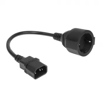 Power cord ACT C14 CEE 7/3 black 0.2 m 250 V 5 A