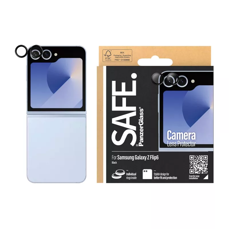 Camera Lens Protector PanzerGlass SAFE. for Samsung Galaxy Z Flip6 Black Scratch Shock Resistant