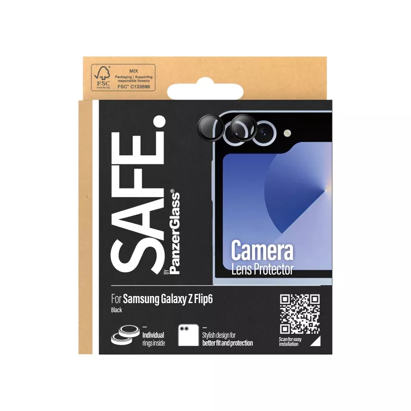 Camera Lens Protector PanzerGlass SAFE. for Samsung Galaxy Z Flip6 Black Scratch Shock Resistant