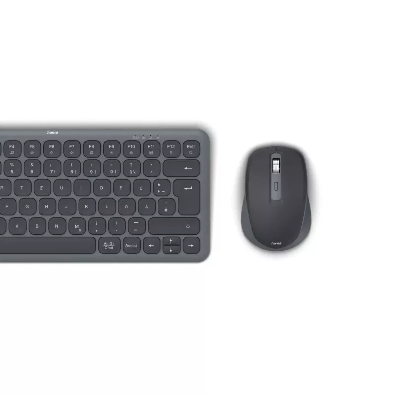 Hama WKM-500 keyboard Mouse included Home/Office RF Wireless + Bluetooth QWERTZ German Black
