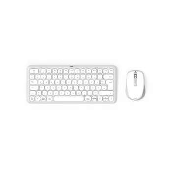 Hama WKM-500 keyboard Mouse included Home USB + RF Wireless + Bluetooth QWERTZ German Grey, White