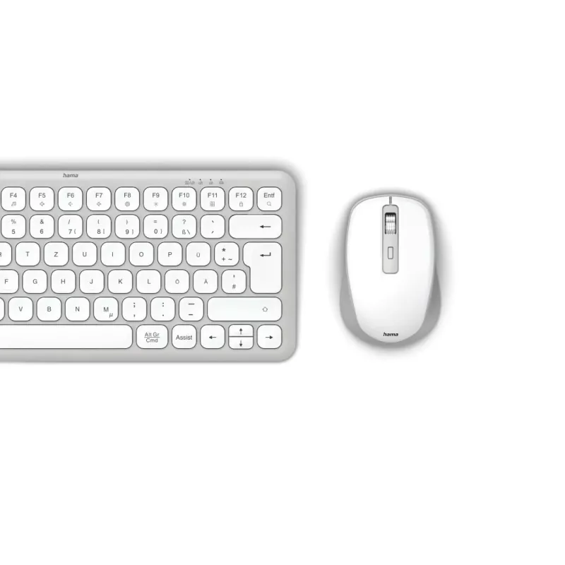 Hama WKM-500 keyboard Mouse included Home USB + RF Wireless + Bluetooth QWERTZ German Grey, White