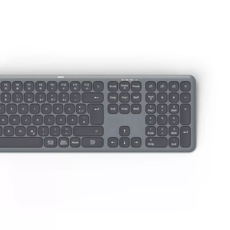 Hama WK-550 keyboard Home/Office RF Wireless + Bluetooth QWERTZ German Black, Dark Grey