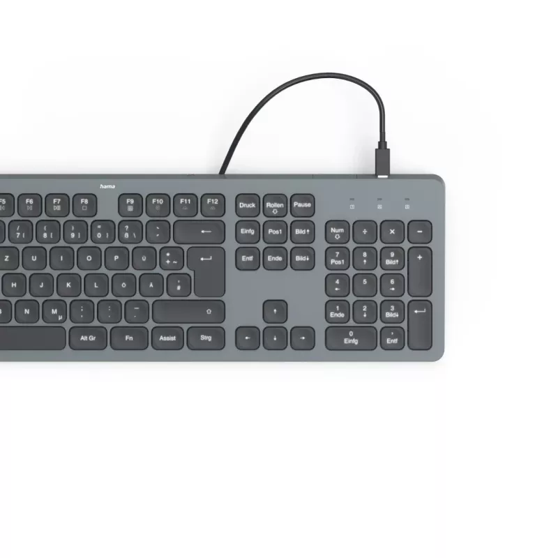 Hama CK-400 keyboard Home/Office USB QWERTZ German Black, Dark Grey