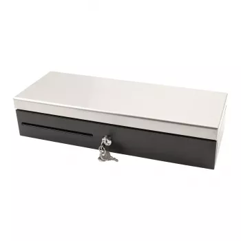 Electronic cash drawer Olympia HS-170S with plastic/steel housing, black and stainless steel finish