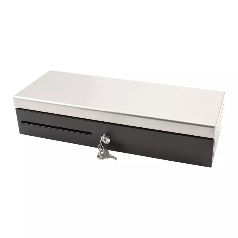 Electronic cash drawer Olympia HS-170S with plastic/steel housing, black and stainless steel finish