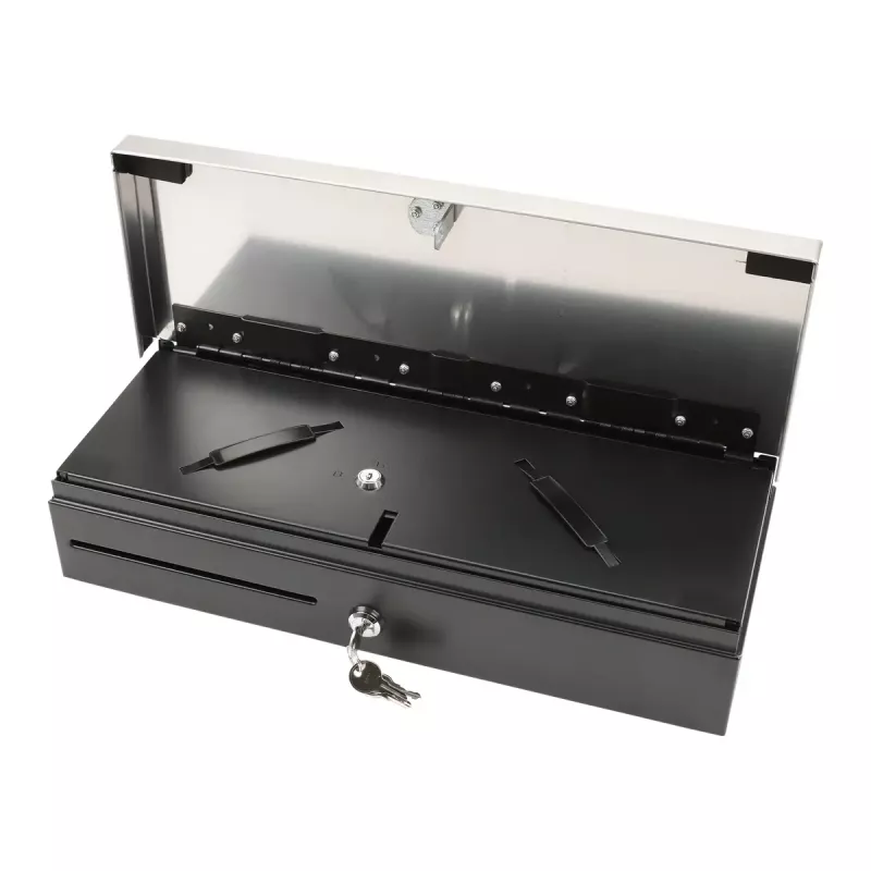 Electronic cash drawer Olympia HS-170S with plastic/steel housing, black and stainless steel finish
