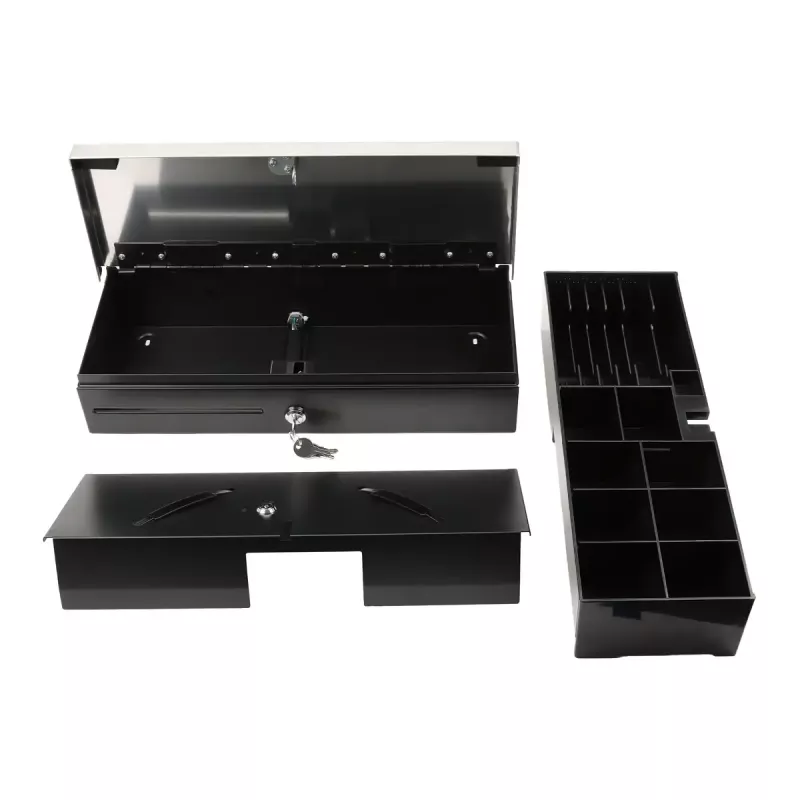 Electronic cash drawer Olympia HS-170S with plastic/steel housing, black and stainless steel finish
