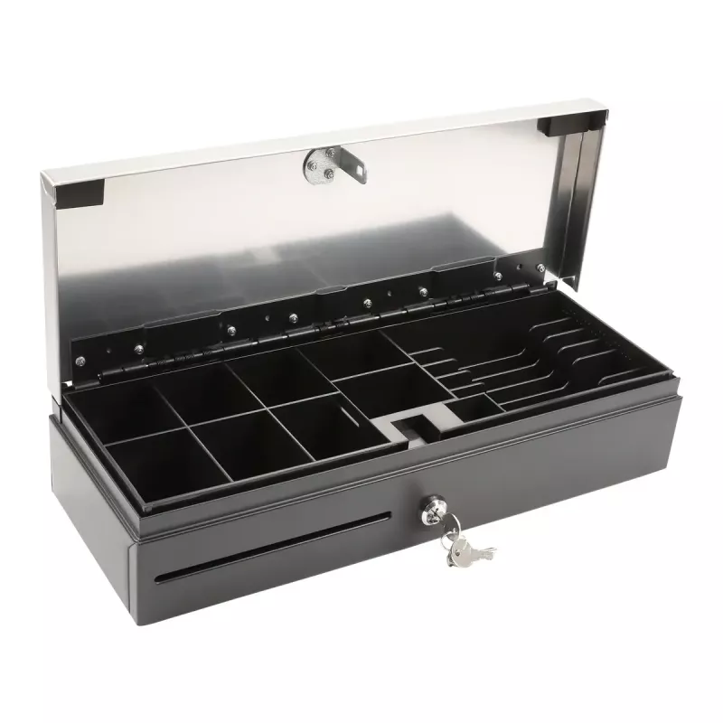 Electronic cash drawer Olympia HS-170S with plastic/steel housing, black and stainless steel finish
