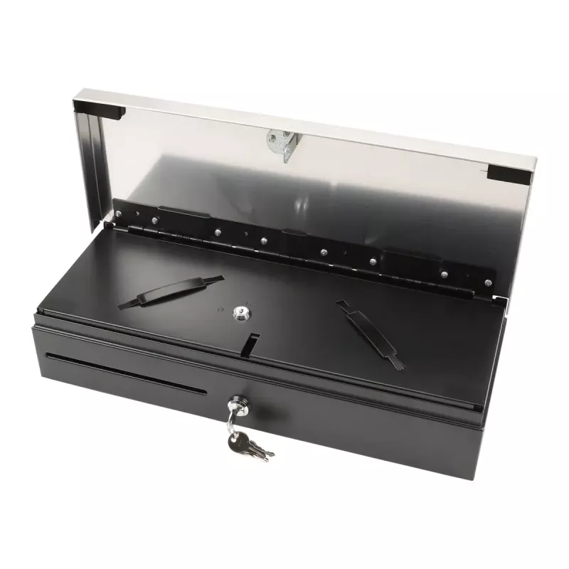 Electronic cash drawer Olympia HS-170S with plastic/steel housing, black and stainless steel finish