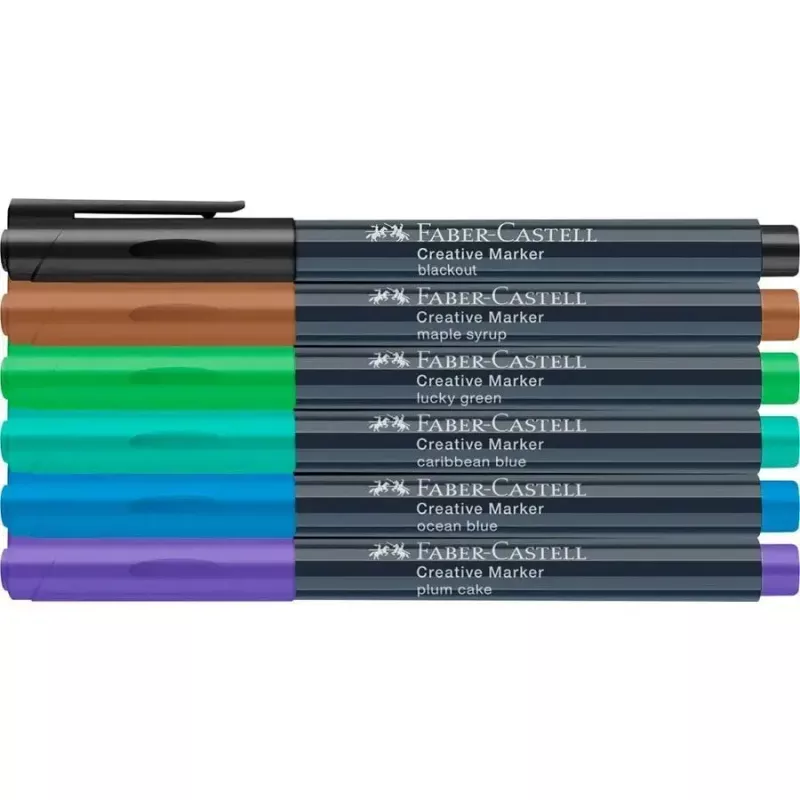 Marker Faber-Castell Creative 6 pcs Bullet tip Black Blue Brown Green Turquoise Violet