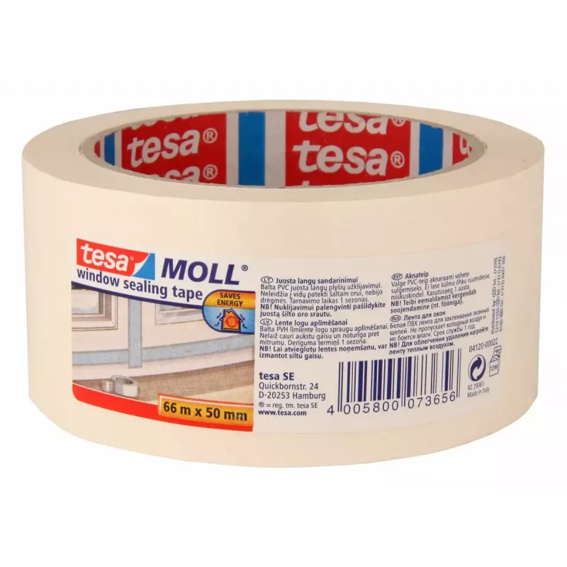 Sealing tape Tesa 200-13403 66×50 mm — white, 66 mm width, 50 m length