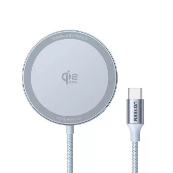 Car Wireless Charger UGREEN MagFlow (USB-powered, 12 V input, Grey) for Smartphones