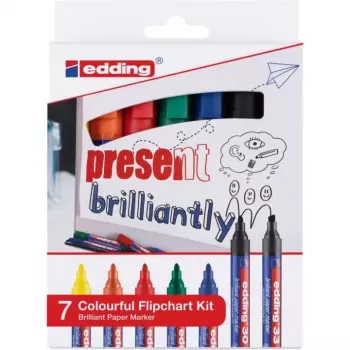 Permanent Marker Edding Colourful Flipchart Kit Assorted 7 pcs