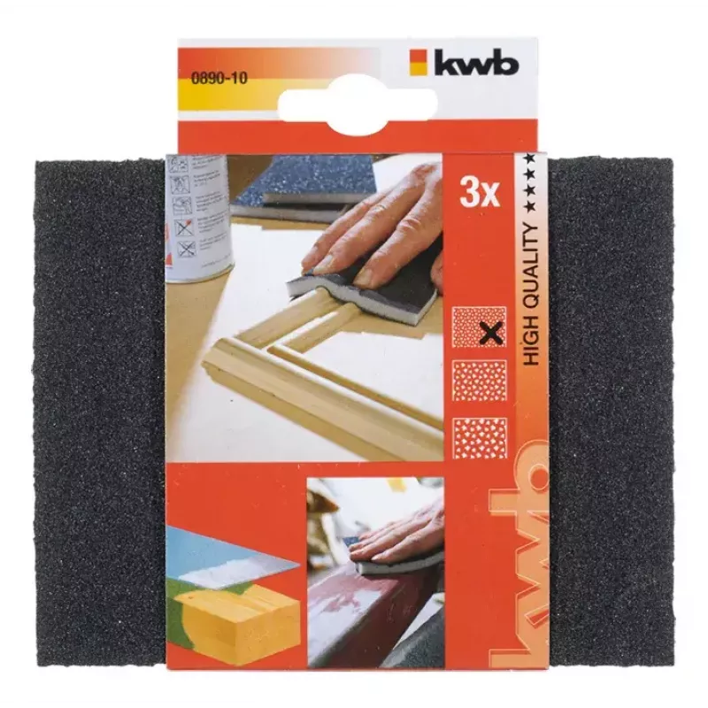 Sanding sponge KWB 089010 Fine grit Silicon carbide 3 pcs