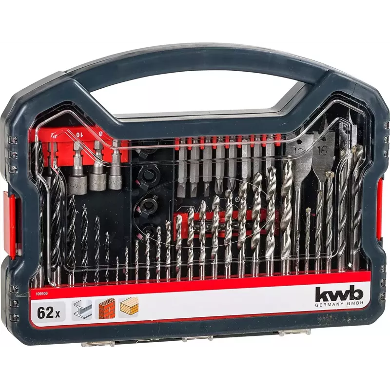 Drill Bits Set KWB 109106 62 pcs for Drilling