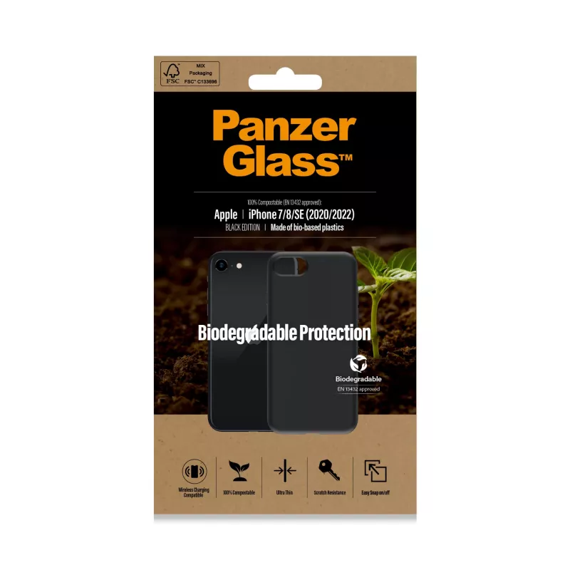 Cover PanzerGlass Biodegradable Case iPhone 6 6s SE 2020 2022 7 8 Black