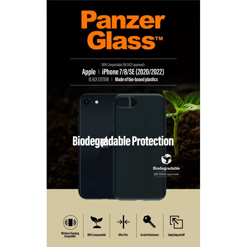 Cover PanzerGlass Biodegradable Case iPhone 6 6s SE 2020 2022 7 8 Black