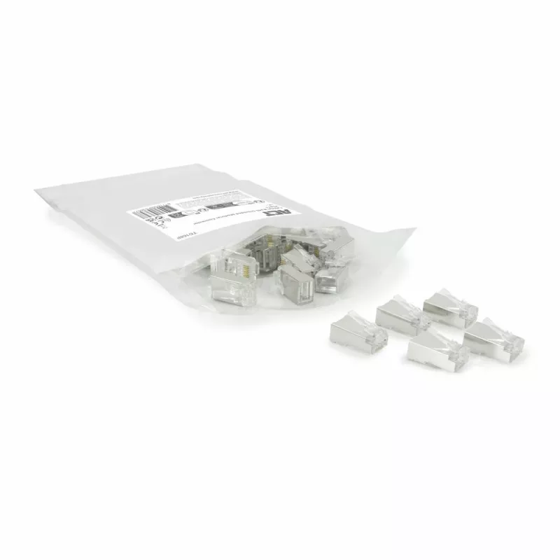 ACT CAT6A pass-through shielded modular RJ45 connector Gold contacts Silver Transparent