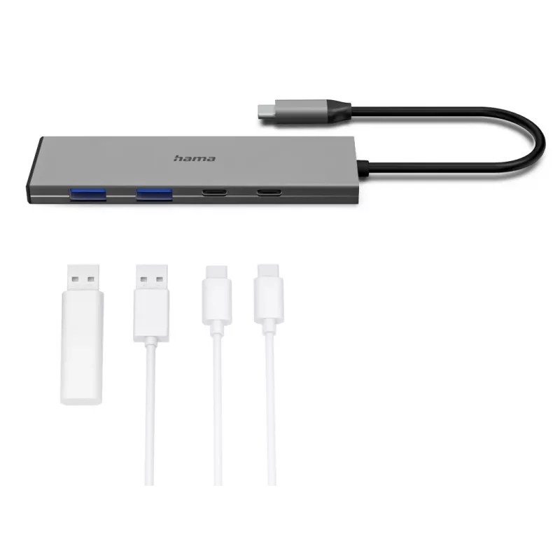 Hama 00200147 interface hub USB Type-C 10000 Mbit/s Grey