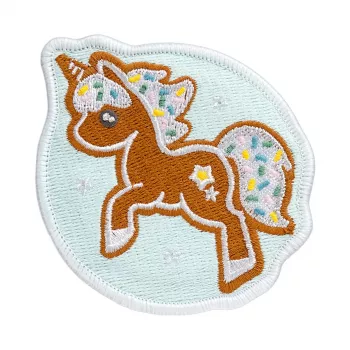 Badge LAUT MAGMOJI BADGE – Unicorn Cookie Christmas Edition, PVC & Silicone, Brown/Light Blue, 1 pc