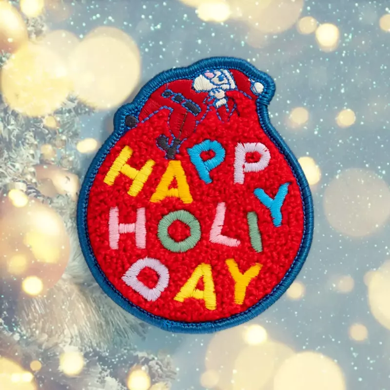 Badge LAUT MAGMOJI BADGE – Happy Holiday Edition, fabric textile, red, 1 pc