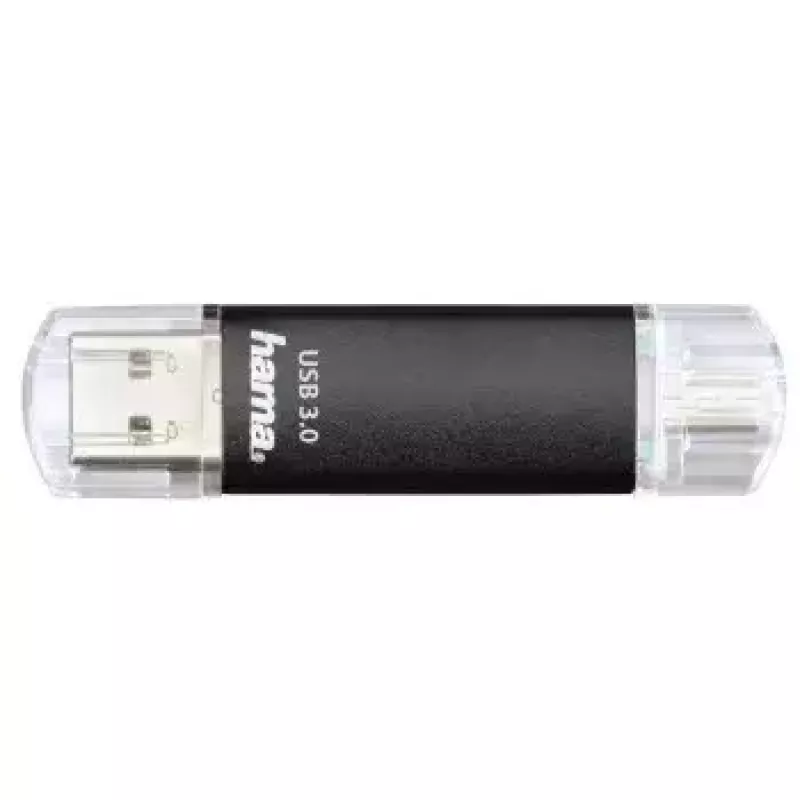 Hama Laeta Twin USB Flash Drive, USB 3.0, 128 GB, 40 MB/s, black