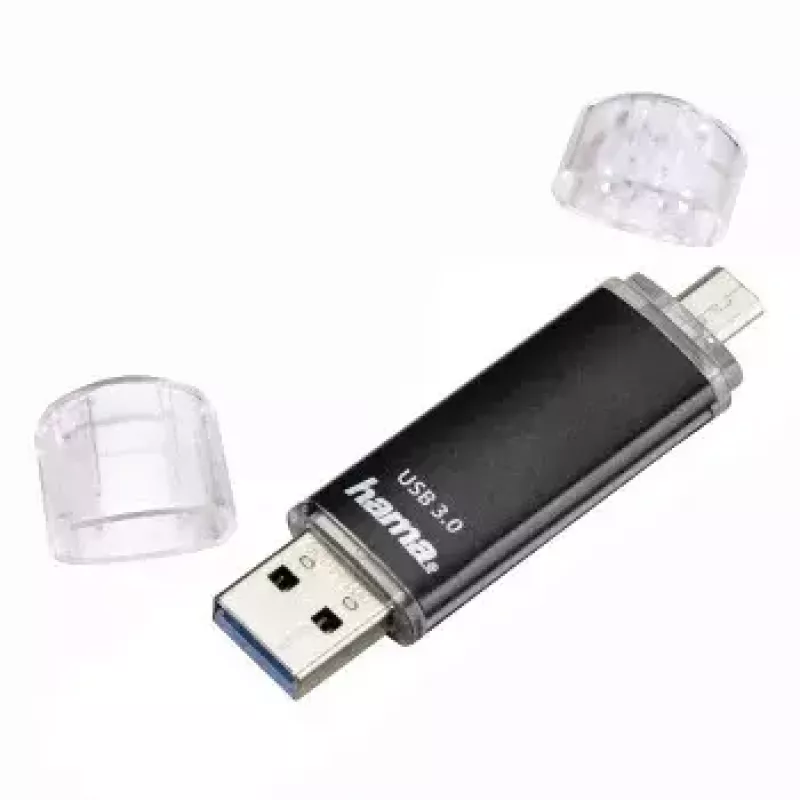 Hama Laeta Twin USB Flash Drive, USB 3.0, 128 GB, 40 MB/s, black