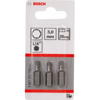 Screwdriver bit Bosch 2607001722 extra hard Hex 3 mm 25 mm 3 pcs