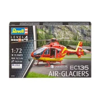 Rotorcraft model REVELL EC135 Air-Glaciers assembly kit, scale 1:72, length 143 mm, rotor Ø 140 mm