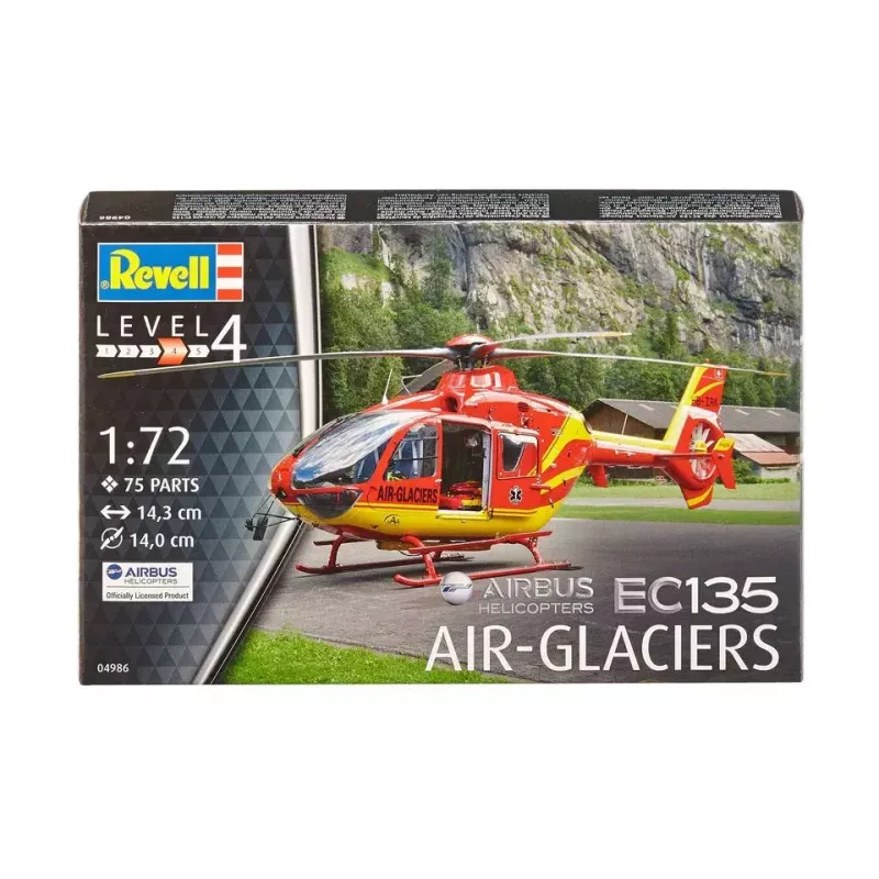 Rotorcraft model REVELL EC135 Air-Glaciers assembly kit, scale 1:72, length 143 mm, rotor Ø 140 mm