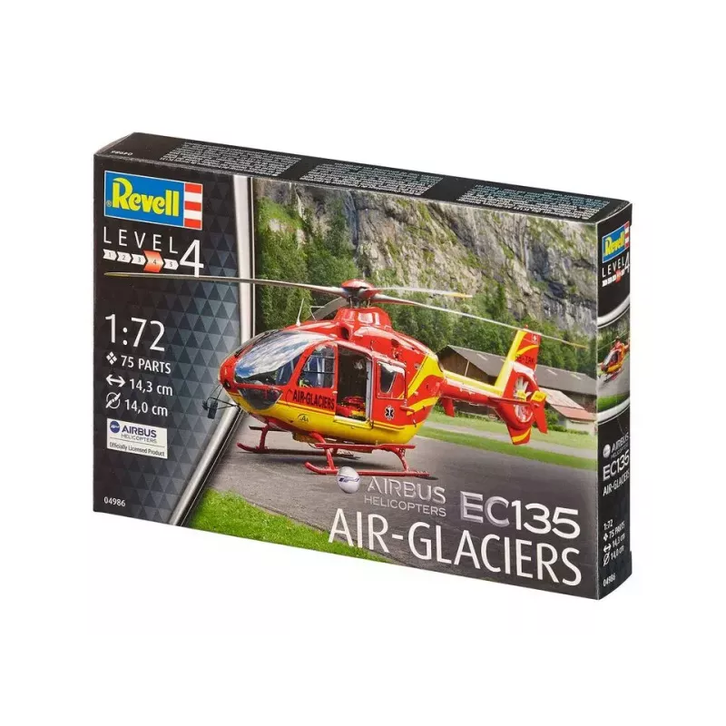 Rotorcraft model REVELL EC135 Air-Glaciers assembly kit, scale 1:72, length 143 mm, rotor Ø 140 mm