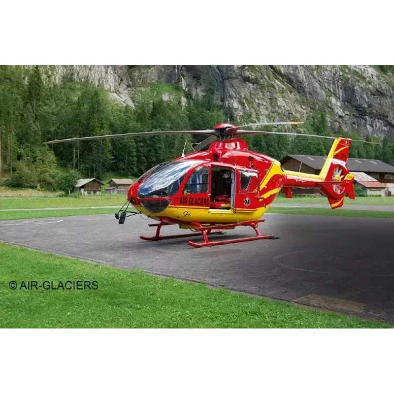 Rotorcraft model REVELL EC135 Air-Glaciers assembly kit, scale 1:72, length 143 mm, rotor Ø 140 mm